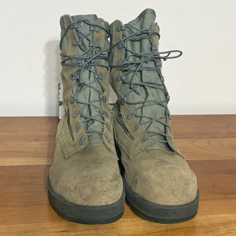 Wellco Air Force HW Sage Green Suede Combat Boots Men 12.5W ASTM F2413-05 Vibram
